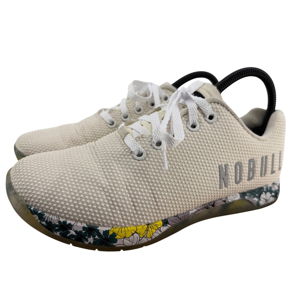 NOBULL SuperFabric Trainer Cream Floral Women 7.5 Cross Training Shoes Gym HIIT